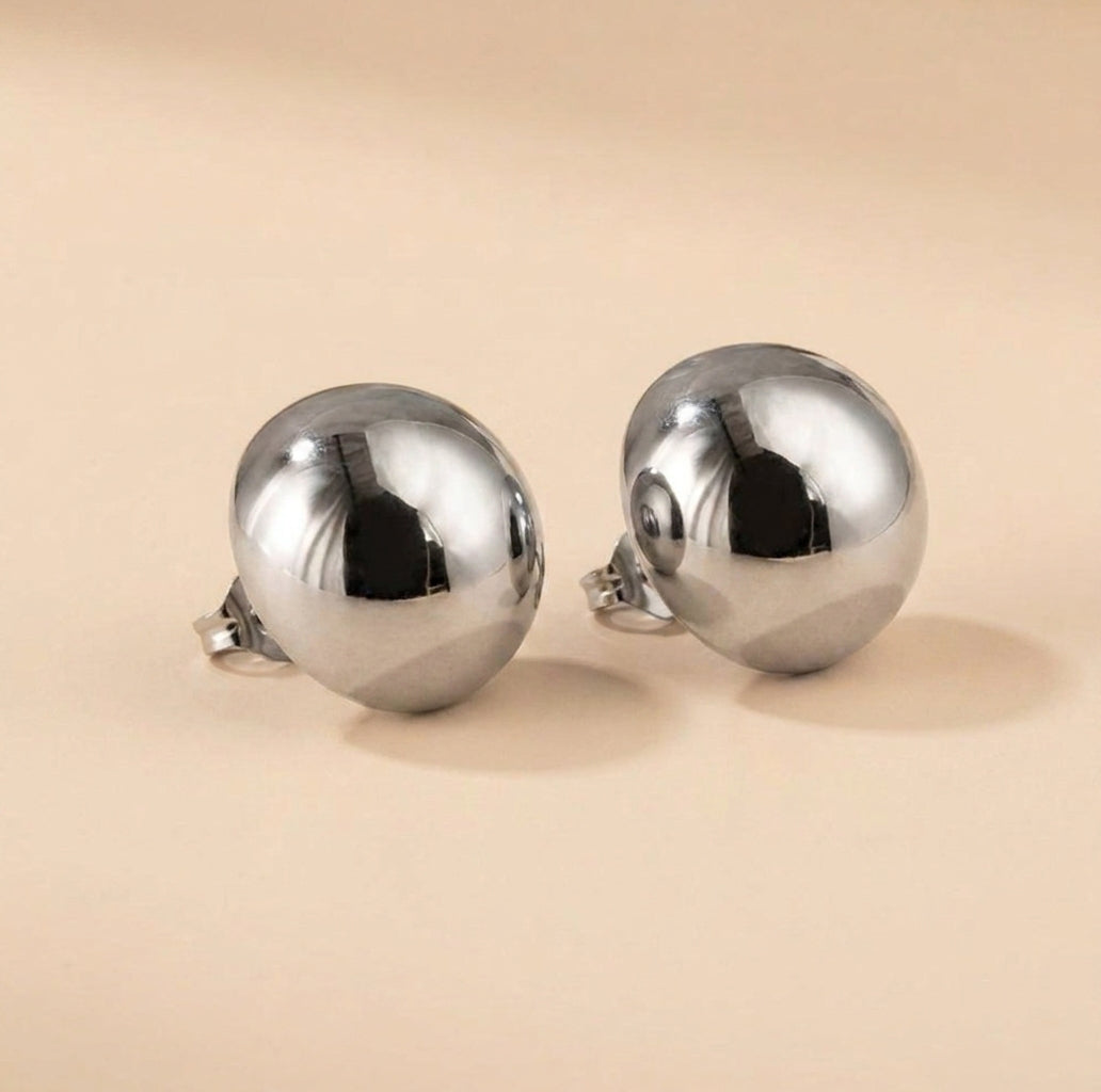 Pendientes Steel Bead Hoop con fusión en Oro 18K