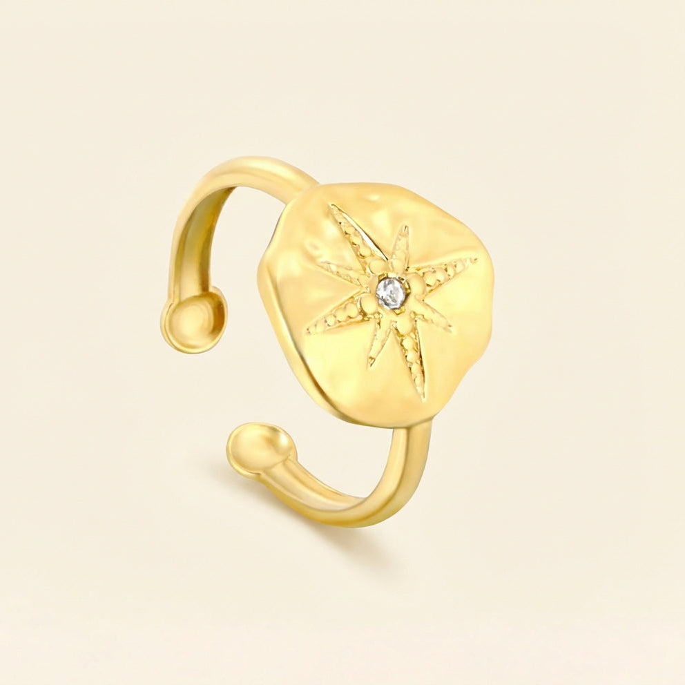Anillo Starburst Coin con fusión en Oro 18K