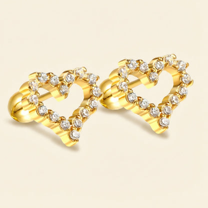 Pendientes Heart Diamond con fusión en Oro 18K