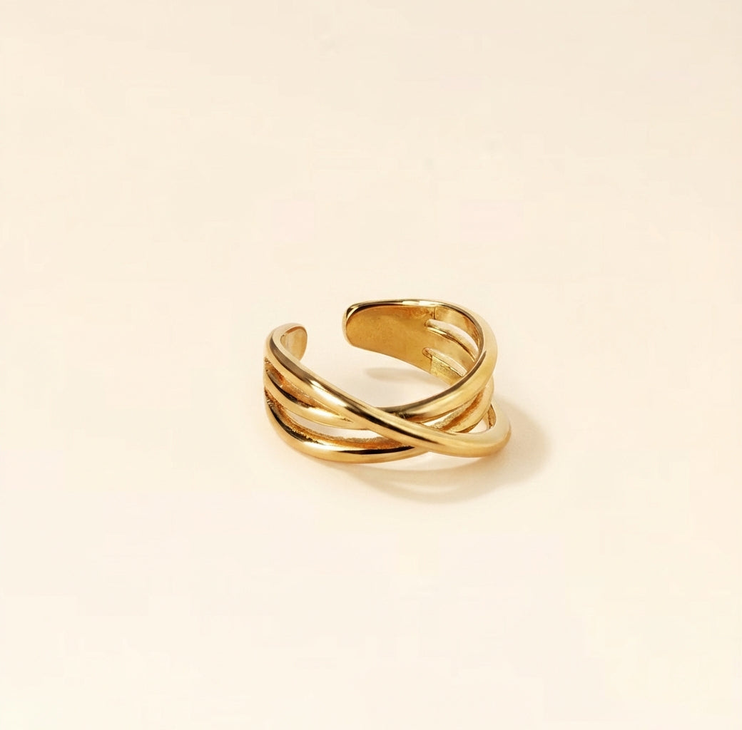 Anillo Entrelazado Alba con fusión en Oro 18K