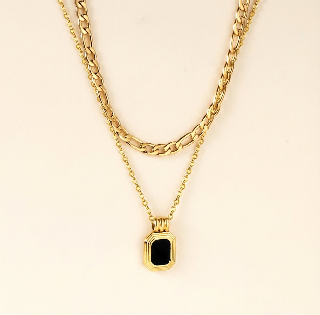 Collar Emerald Night con fusión en Oro 18K