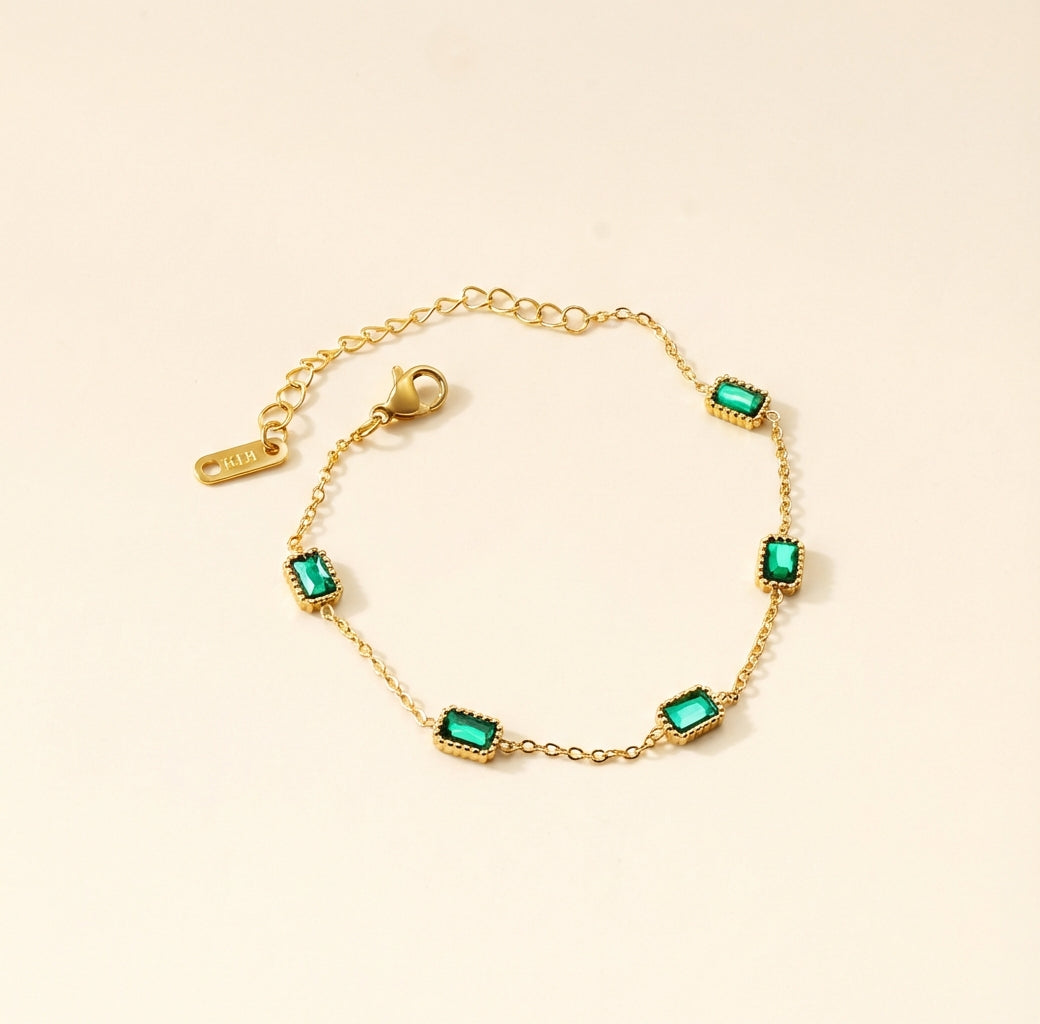 Pulsera Talismán Esmeralda con fusión en Oro 18K