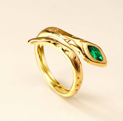 Anillo Serpent Esmeralda con fusión en Oro 18K