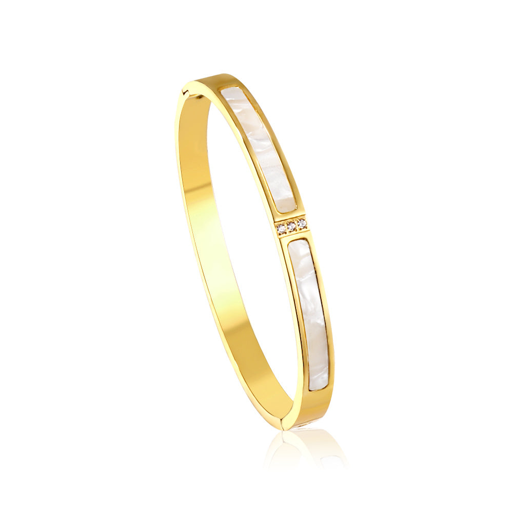 Brazalete Shell & Diamond con fusión en Oro 18K