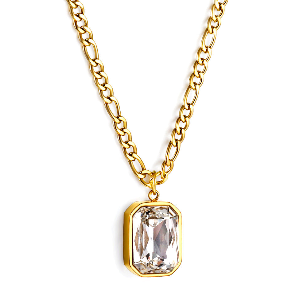 Collar Rectangle Diamond Pendant con fusión en Oro 18K