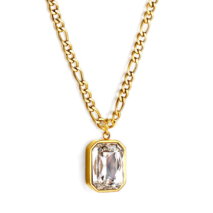 Collar Rectangle Diamond Pendant con fusión en Oro 18K