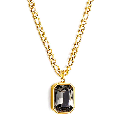 Collar Rectangle Diamond Pendant con fusión en Oro 18K