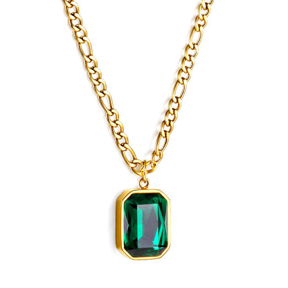 Collar Rectangle Diamond Pendant con fusión en Oro 18K