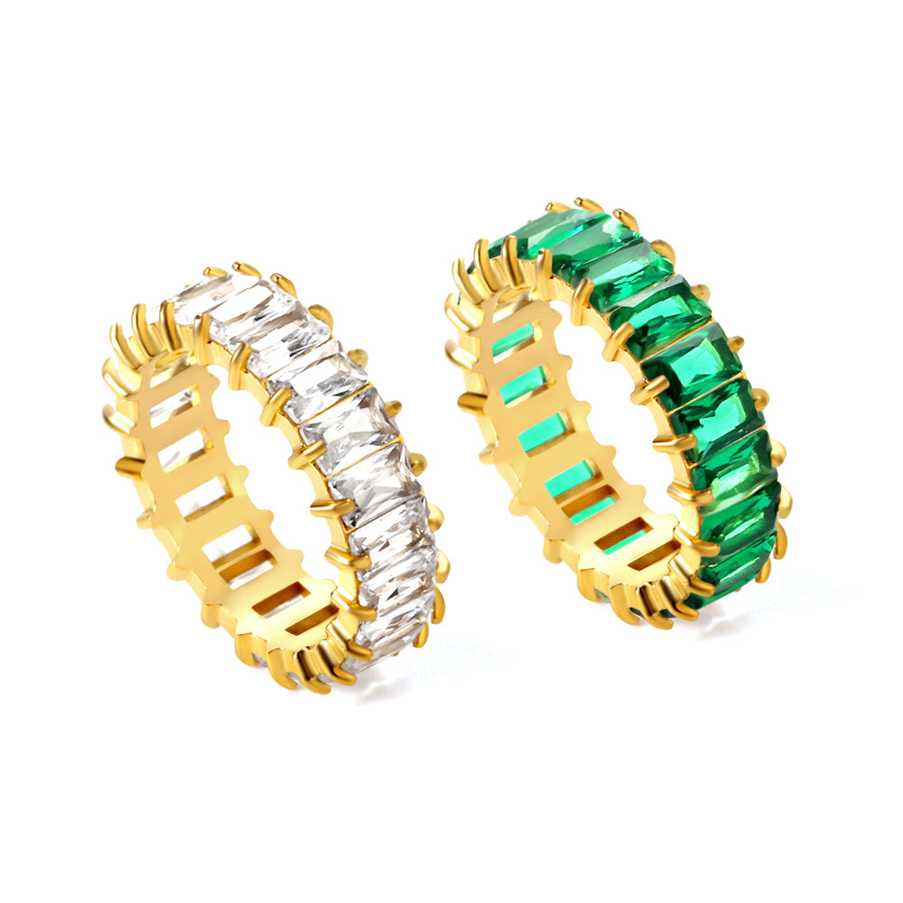 Anillo Full Diamond Rectangular con fusión en Oro 18K