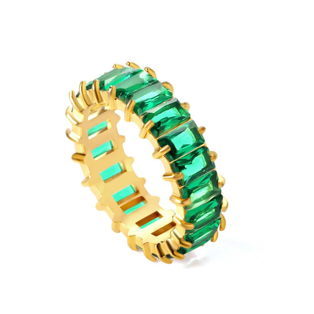 Anillo Full Diamond Rectangular con fusión en Oro 18K