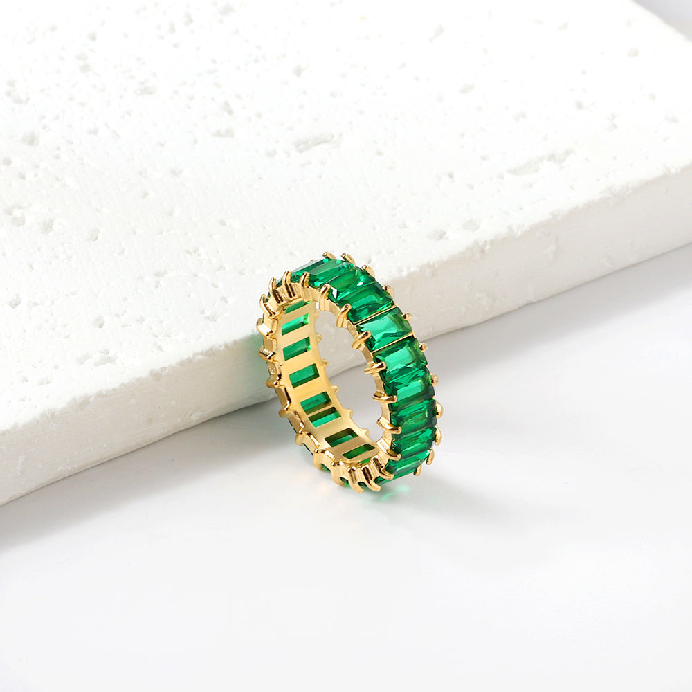 Anillo Full Diamond Rectangular con fusión en Oro 18K