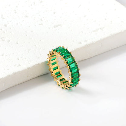 Anillo Full Diamond Rectangular con fusión en Oro 18K