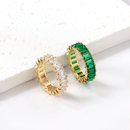 Anillo Full Diamond Rectangular con fusión en Oro 18K