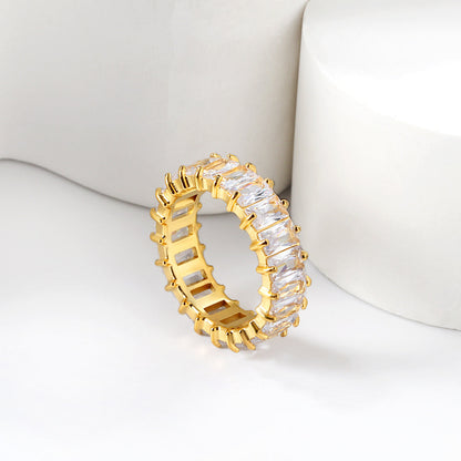 Anillo Full Diamond Rectangular con fusión en Oro 18K