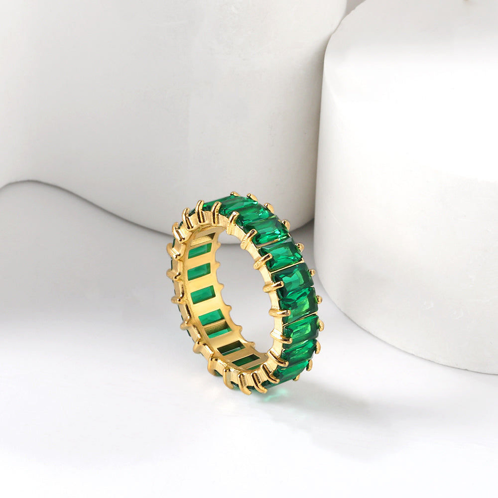 Anillo Full Diamond Rectangular con fusión en Oro 18K