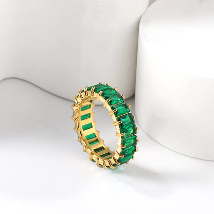 Anillo Full Diamond Rectangular con fusión en Oro 18K