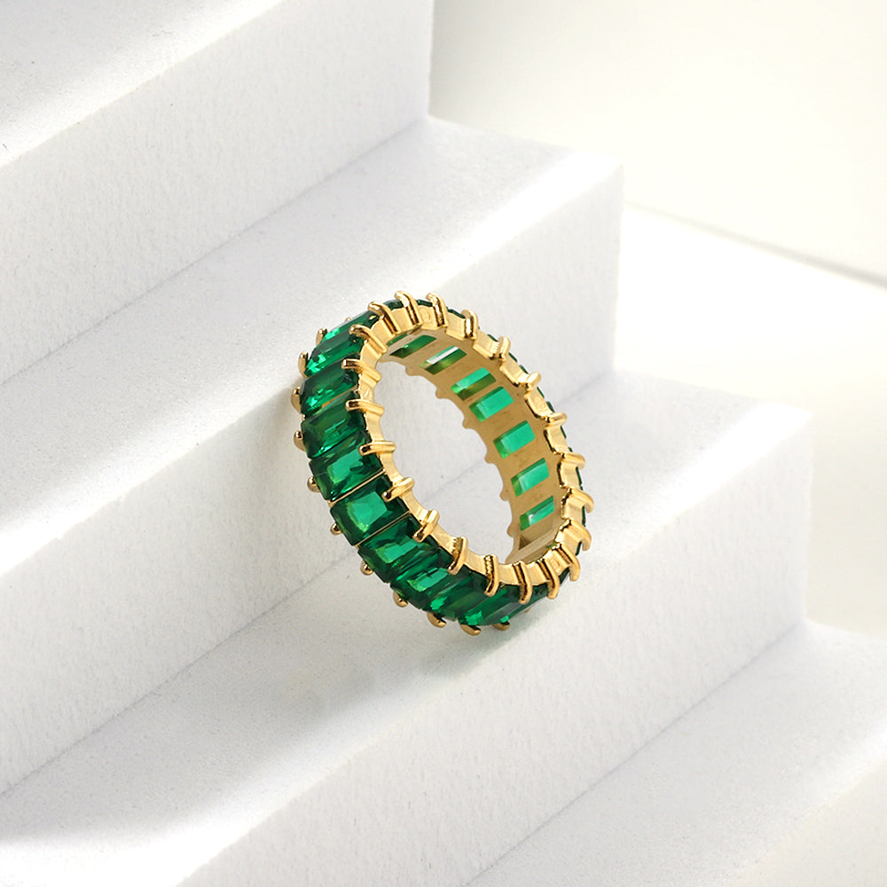 Anillo Full Diamond Rectangular con fusión en Oro 18K