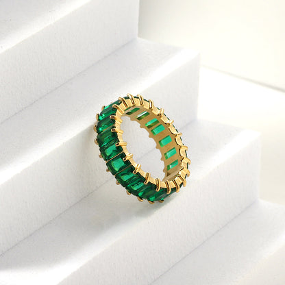 Anillo Full Diamond Rectangular con fusión en Oro 18K