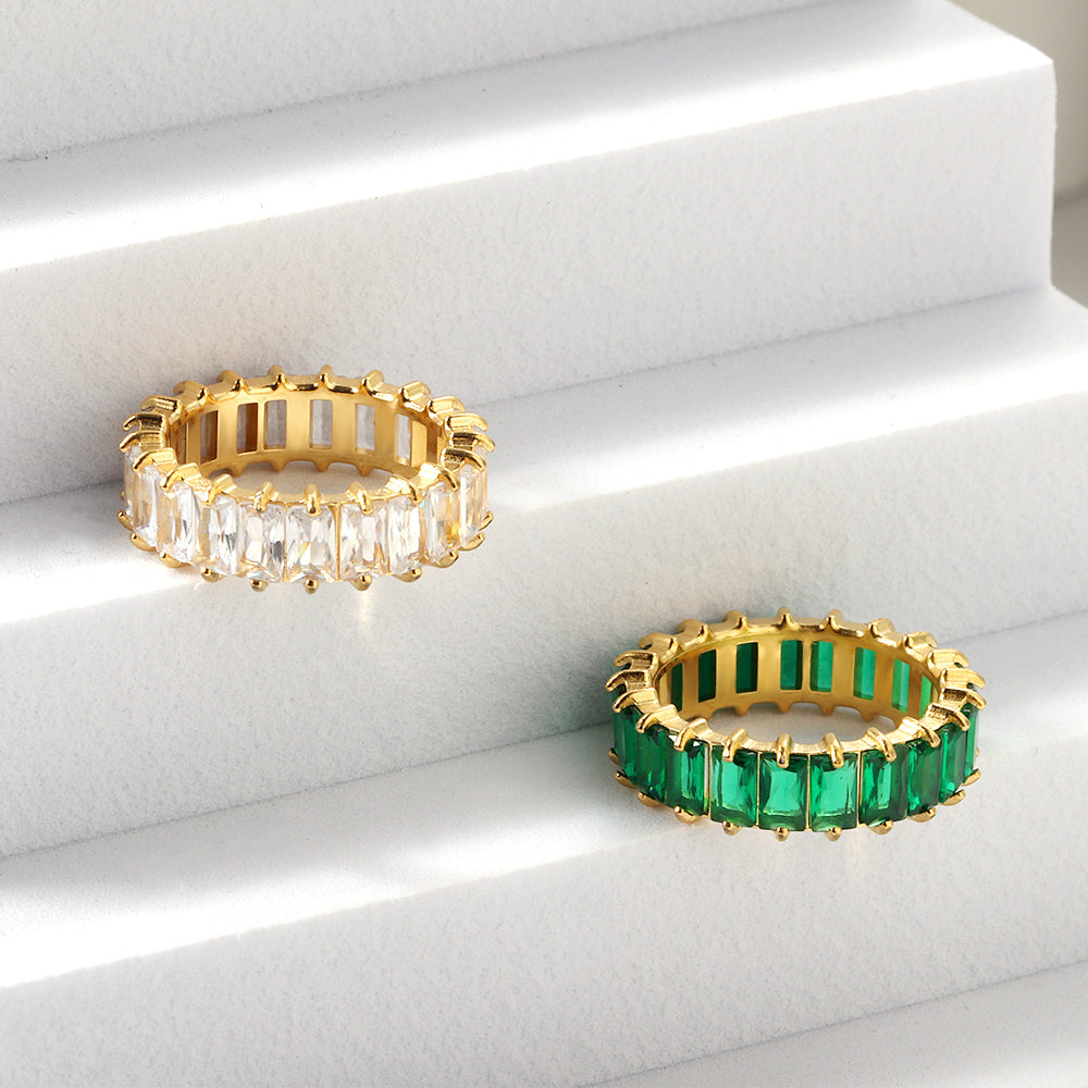 Anillo Full Diamond Rectangular con fusión en Oro 18K