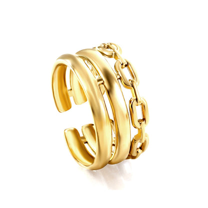 Anillo Triple Link Open con fusión en Oro 18K