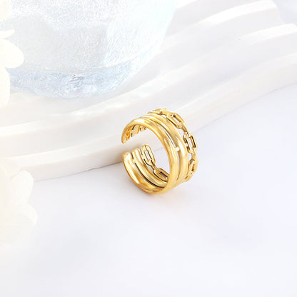 Anillo Triple Link Open con fusión en Oro 18K