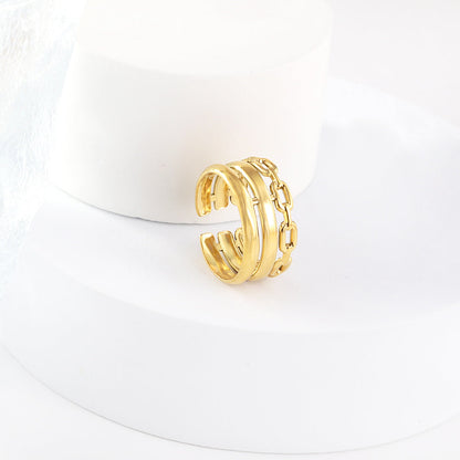 Anillo Triple Link Open con fusión en Oro 18K