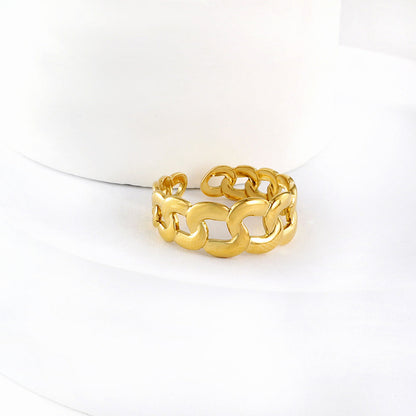 Anillo Chain Link Open con fusión en Oro 18K