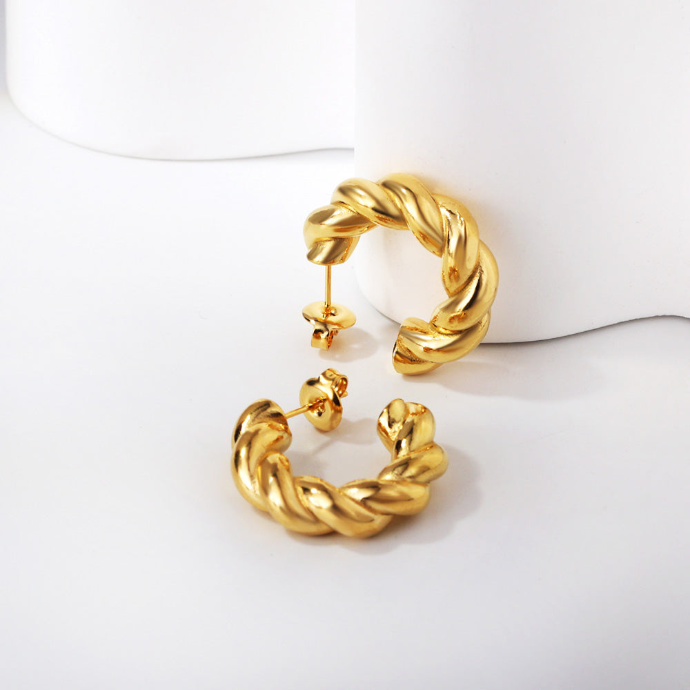 Pendientes Semicircle Buckle con fusión en Oro 18K