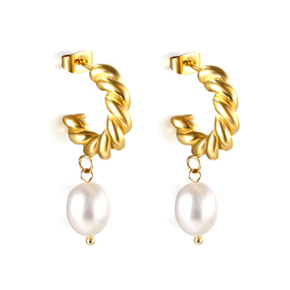 Pendientes Half Circle 18K Pearl con fusión en Oro 18K