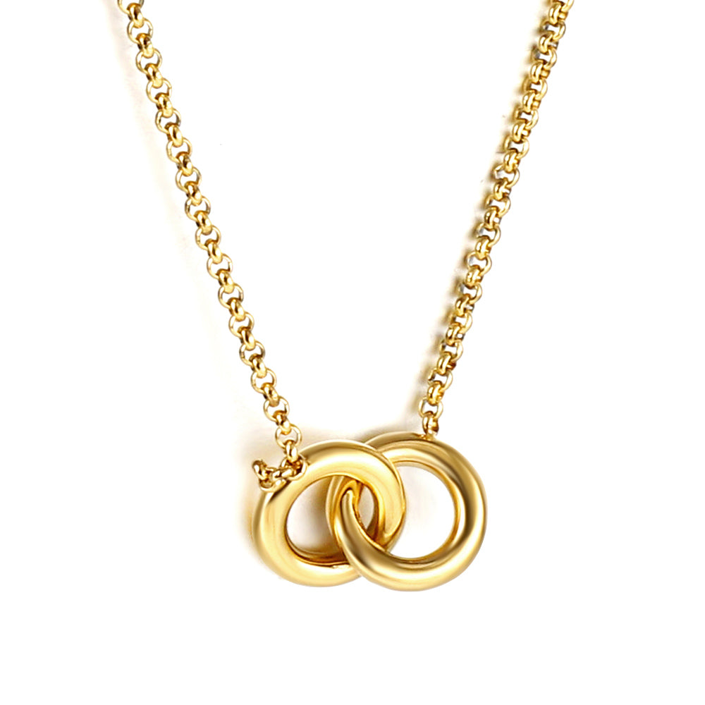 Collar Double Circle con fusión en Oro 18K