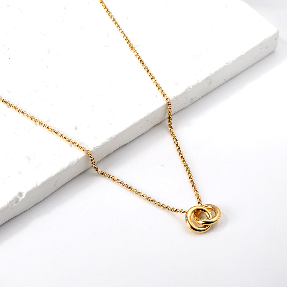 Collar Double Circle con fusión en Oro 18K
