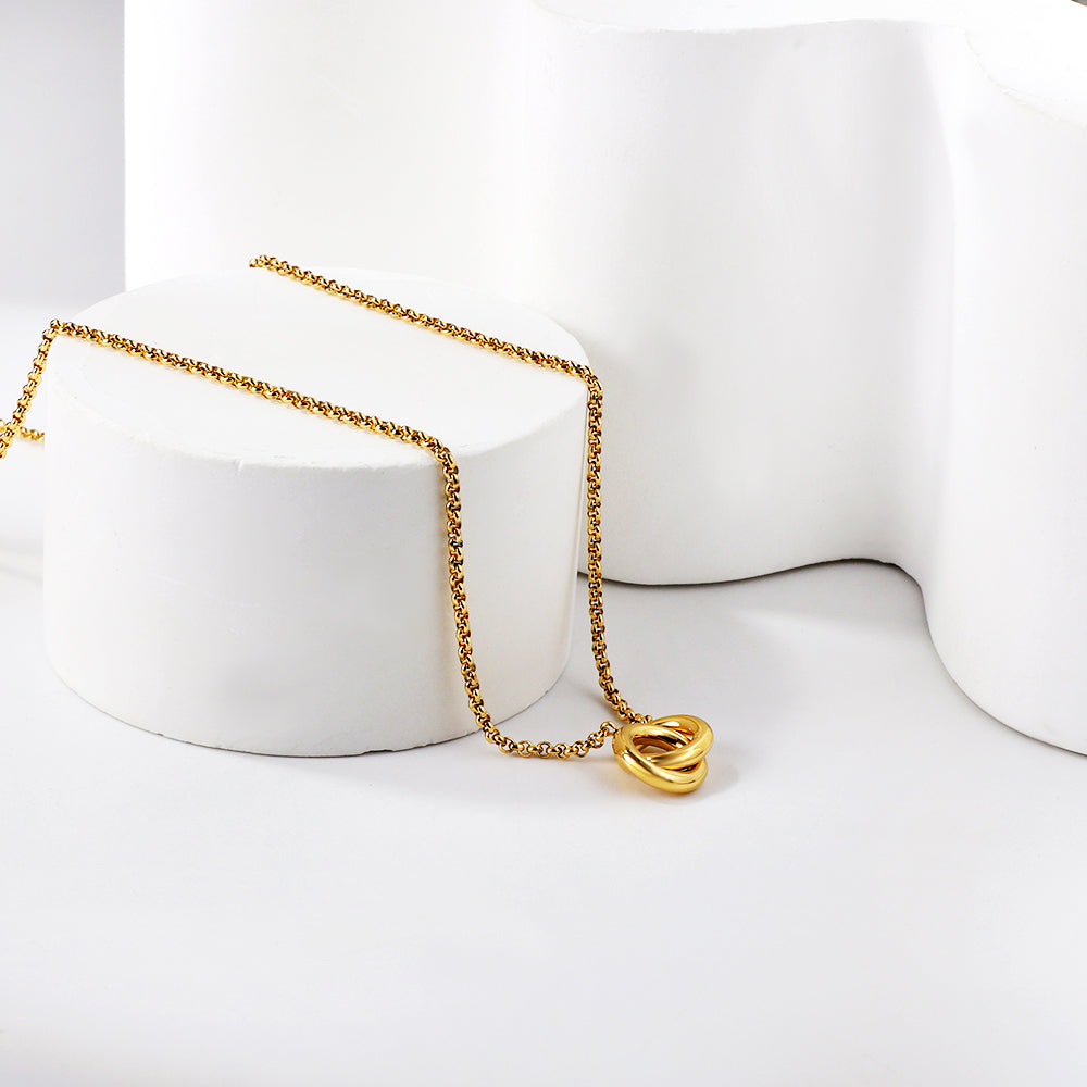 Collar Double Circle con fusión en Oro 18K