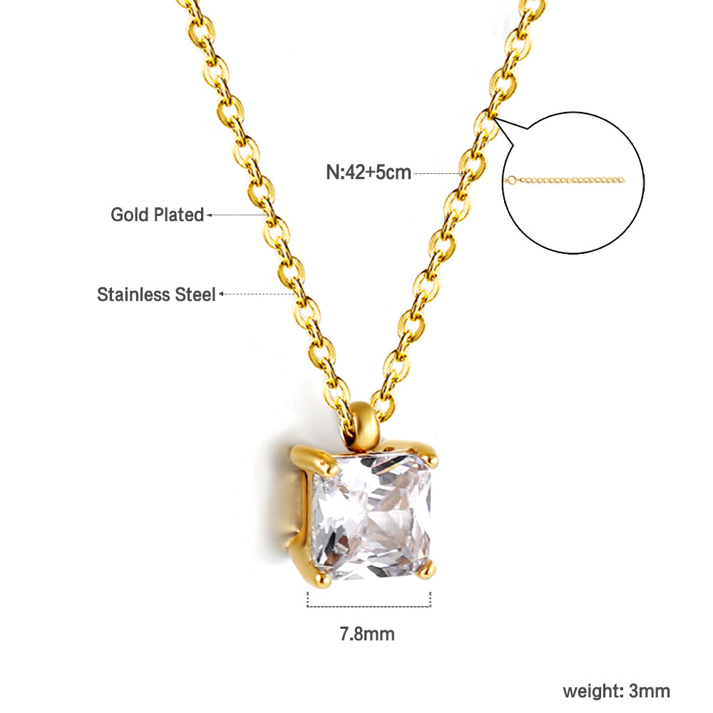 Collar Square Diamond con fusión en Oro 18K