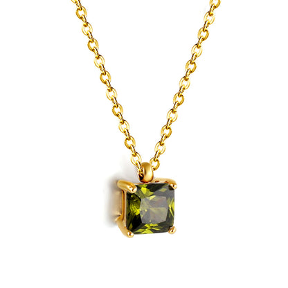 Collar Square Diamond con fusión en Oro 18K