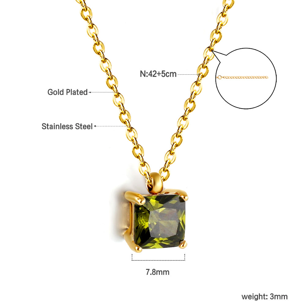 Collar Square Diamond con fusión en Oro 18K