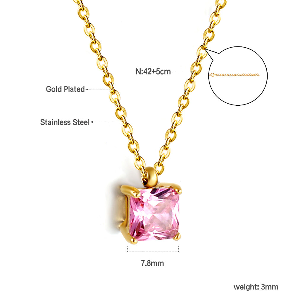Collar Square Diamond con fusión en Oro 18K