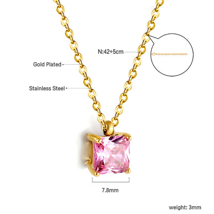Collar Square Diamond con fusión en Oro 18K