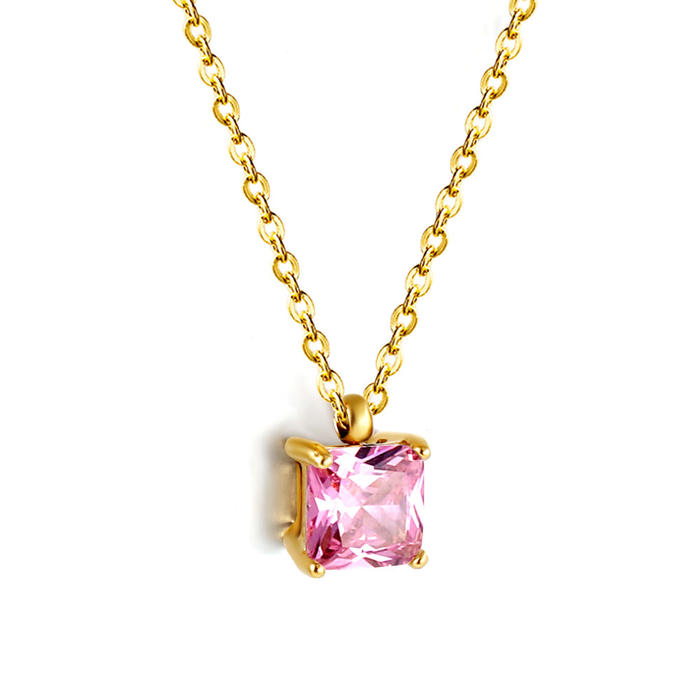Collar Square Diamond con fusión en Oro 18K