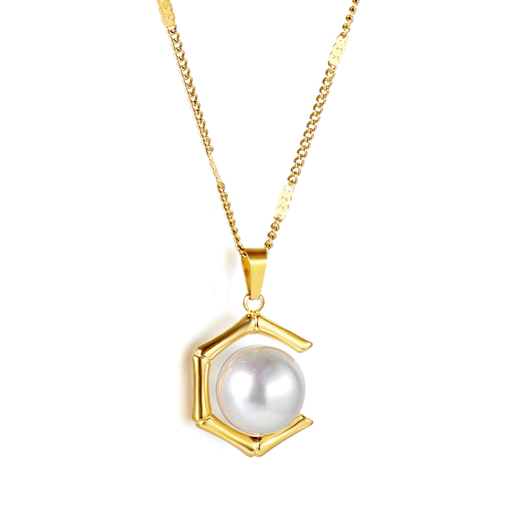 Collar Pentagonal Pearl con fusión en Oro 18K