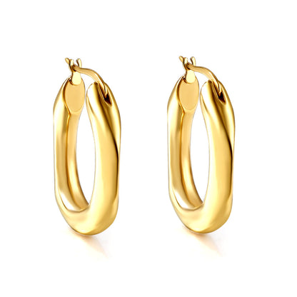 Pendientes Hollow Square con fusión en Oro 18K