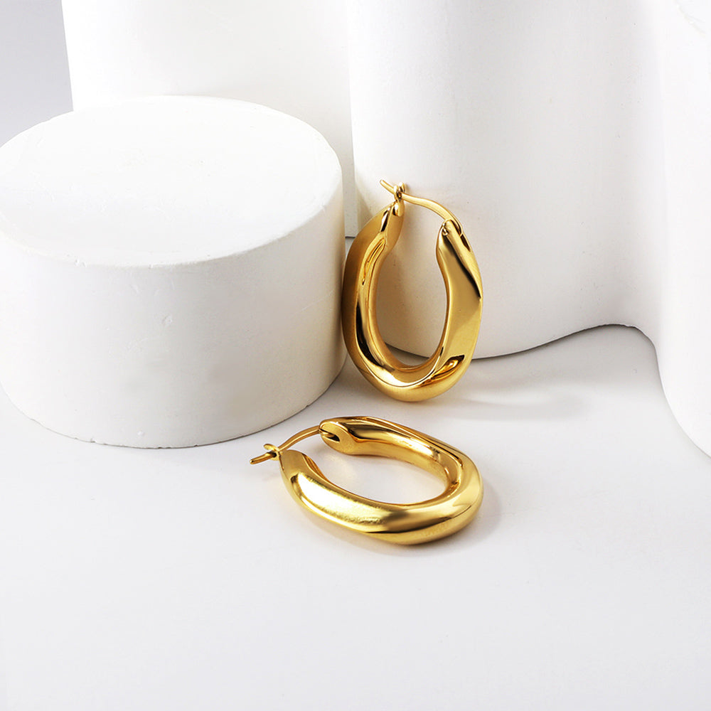 Pendientes Hollow Square con fusión en Oro 18K