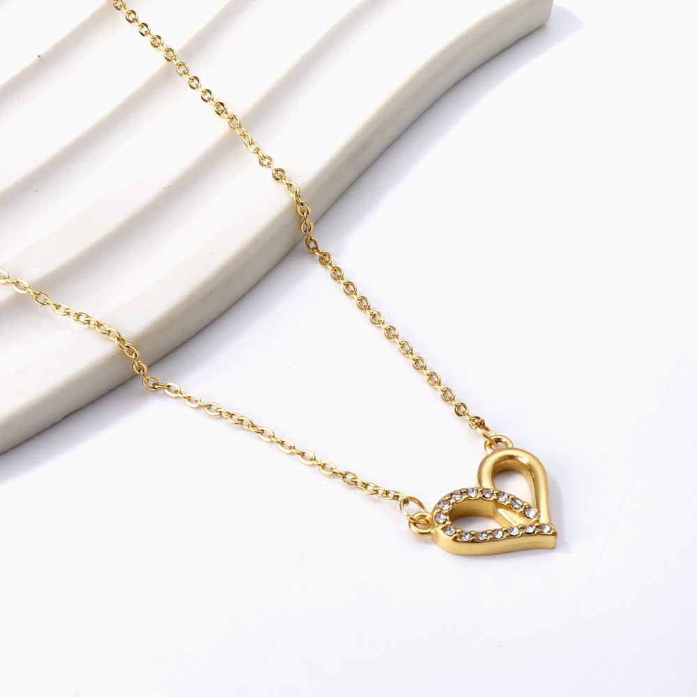 Collar Heart Circle Diamond con fusión en Oro 18K