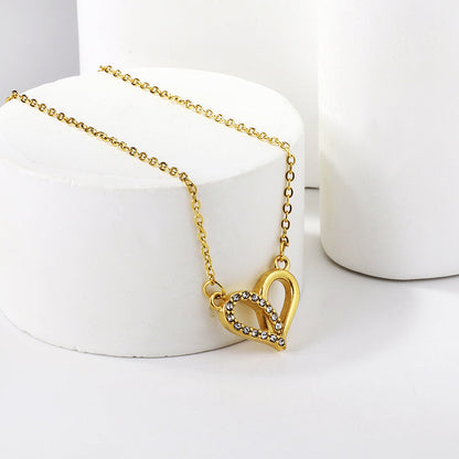 Collar Heart Circle Diamond con fusión en Oro 18K