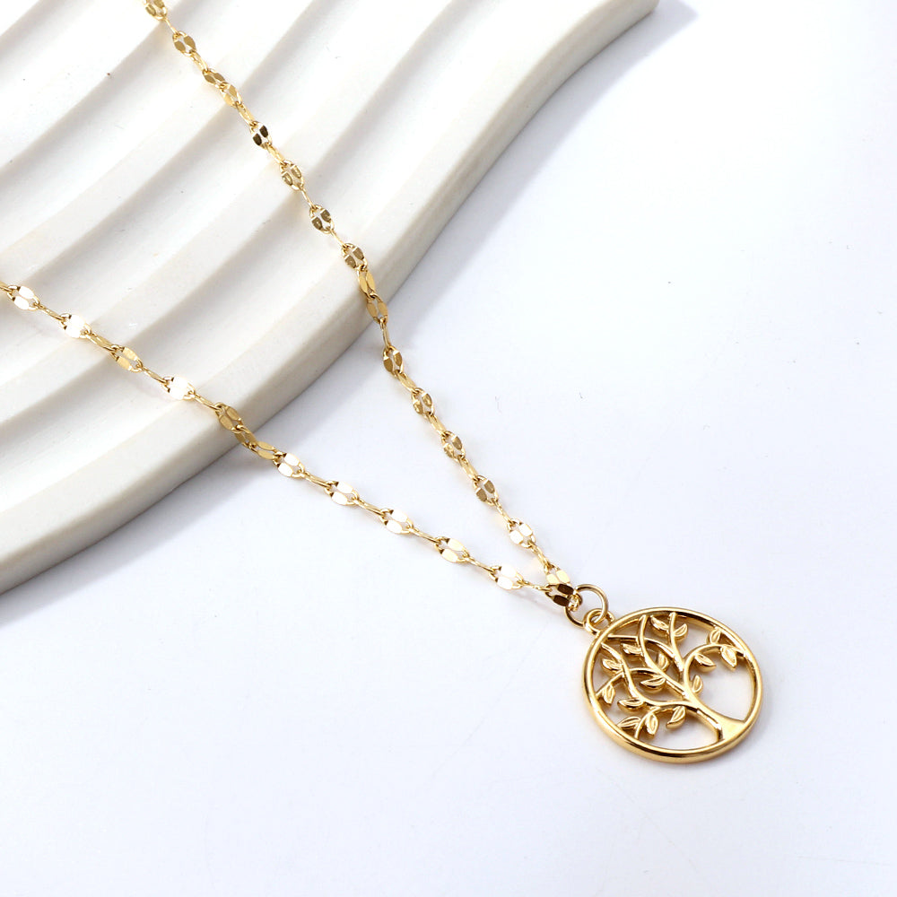 Collar Hollow Tree of Life con fusión en Oro 18K