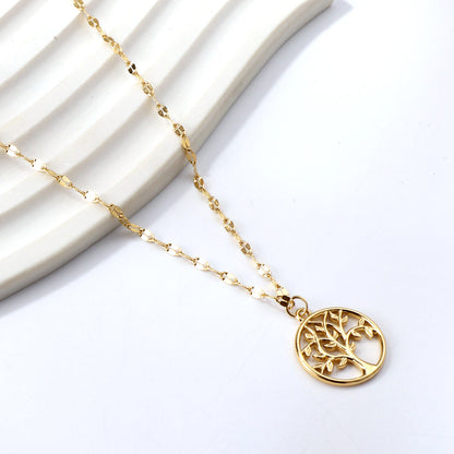 Collar Hollow Tree of Life con fusión en Oro 18K