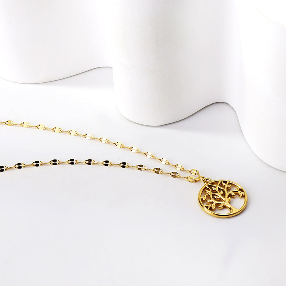 Collar Hollow Tree of Life con fusión en Oro 18K