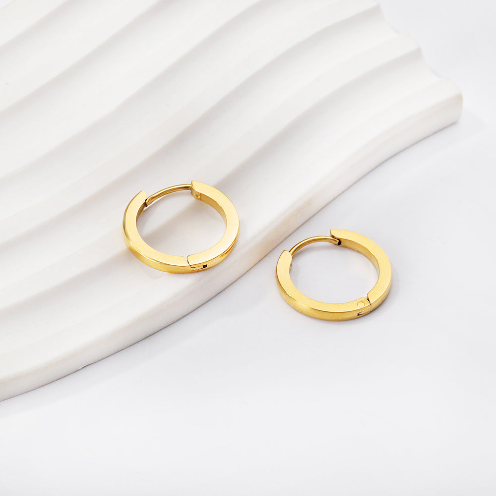 Pendientes Aro Plano Lúa con fusión en Oro 18K