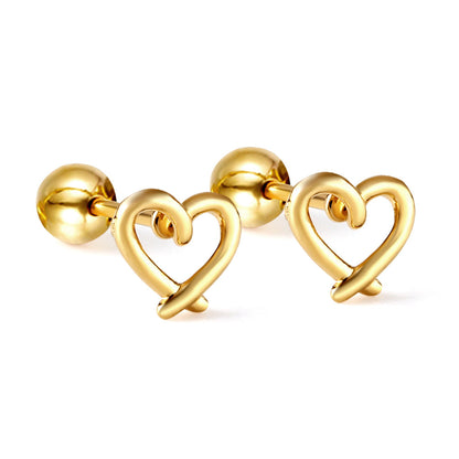 Pendientes Heart Cut-Out con fusión en Oro 18K