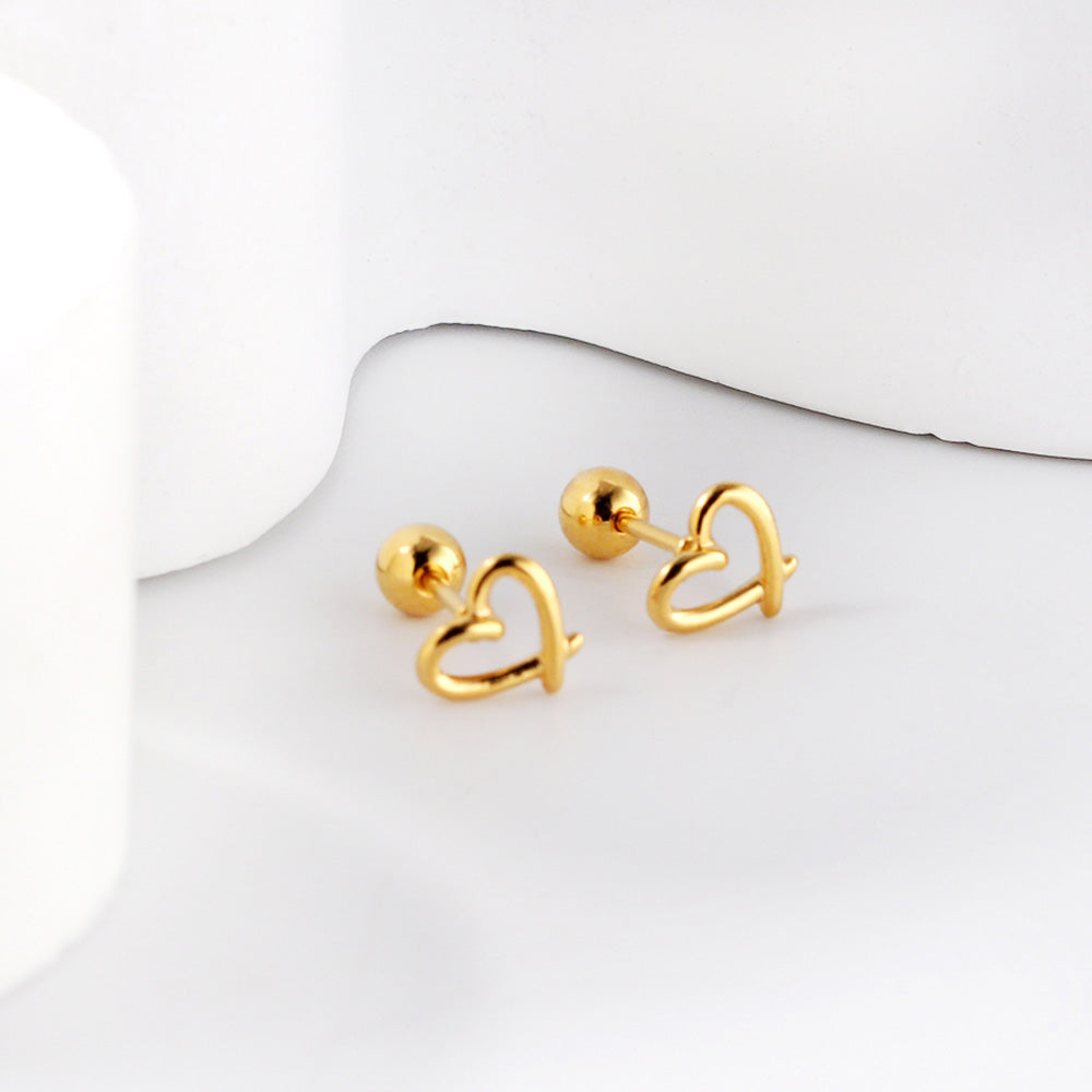 Pendientes Heart Cut-Out con fusión en Oro 18K