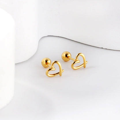 Pendientes Heart Cut-Out con fusión en Oro 18K
